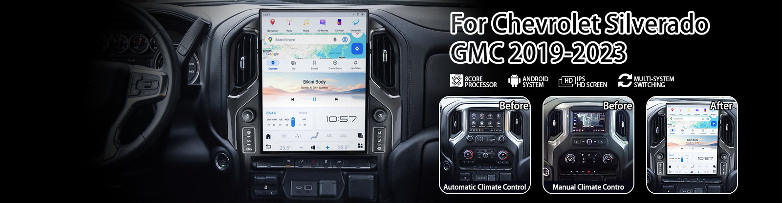 VIKNAV 15.6"Car Radio For Chevrolet Silverado GMC SIERRA 2019-2023 Carplay Android Auto