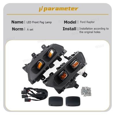 Viknav for Ford F150 Raptor 2021-2023 CE Front Bumper Yellow Led Fog Light Signal Lamps 2P