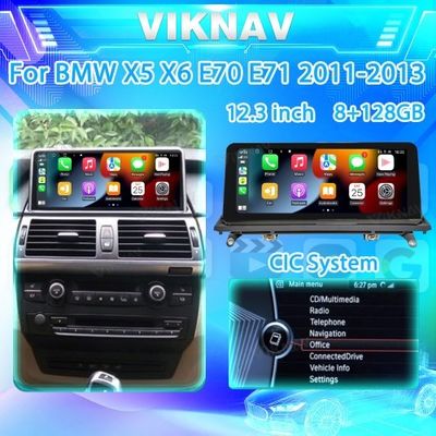 Viknav Car Waterproof Double Din Radio 12.3 Inch GPS System For BMW X5 X6 E70 E71 2011-2013