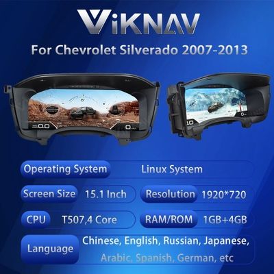 Viknav 15.1 Inch LCD Screen Car Digital Cluster For Chevrolet Silverado GMC Sierra 2007-2013 Linux System Car Digital Speedometer Dashboard Panel Instrument Panel Virtual Cockpit