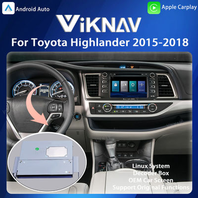 Viknav Linux System Decoder Box Apple Android Wireless Auto CarPlay For Toyota Highlander 2015-2018