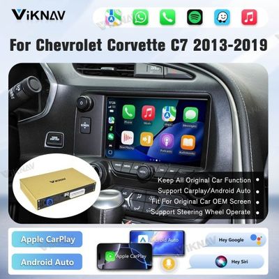 Kotak Antarmuka Linux Viknav untuk Chevrolet Corvette C7 2013-2019 Dekoder CarPlay Nirkabel Android Auto GPS Navigasi Layar Radio Mobil Asli
